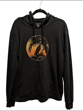 Black Hoodie Sweatshirt with Orange Palm Graphic